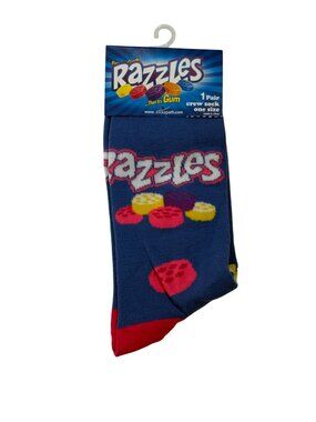 Razzles Candy Logo Crew Socks Men’s 10-13 Women’s 6-12 Fun Novelty Gift NWT